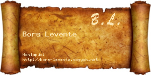 Bors Levente névjegykártya